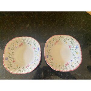 Johnson Brothers "Summer Chintz" 6 Inch Square Cereal Bowls, (Qty. 2), Japan